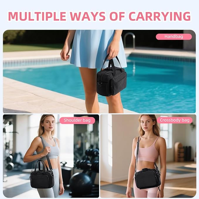 mini gym bag for women, travel duffel bag with wet pockets and Shoe Compartment,Lightweight carry on weekender duffel, water resistant,for sports,yoga,dance,black