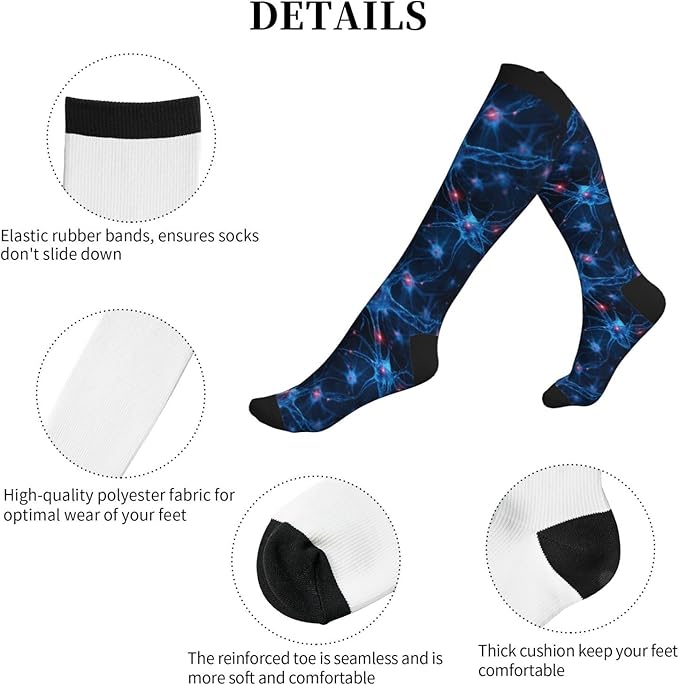 Compression Socks Knee High Circulation Support Socks For Women Men Athletic Running Work Hiking Cycling Travel