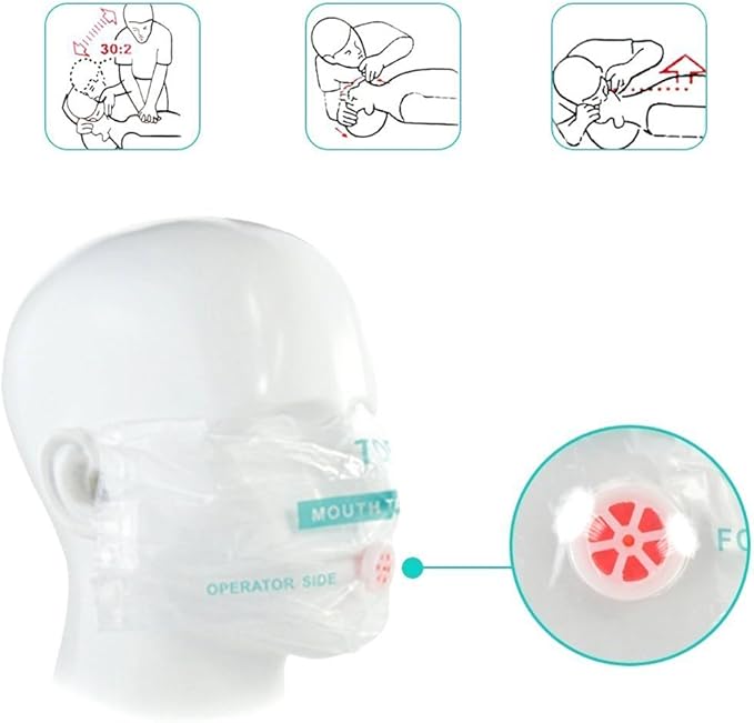 20pcs CPR Face Shield Mask with Keychain Keying Emergency Kit CPR Face Shields Pocket Mask for First Aid or CPR Training (Red-20)