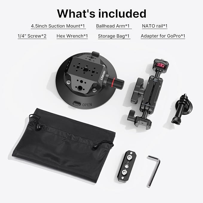 ULANZI SC-02 Suction Mount 4.5'', Magic Arm Bracket for DSLR Cameras Action Camera Video Shooting Filming, Compatible with DJI OSMO Pocket 3/Insta 360 x5/OSMO 360/Sony/Canon/Nikon/Xtra Action Cameras