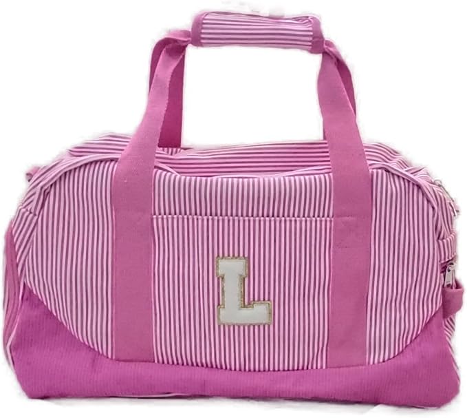 Kids Duffle Bag Girls Sports Gym Bag with Shoe Compartment & Wet Pocket, Letter L