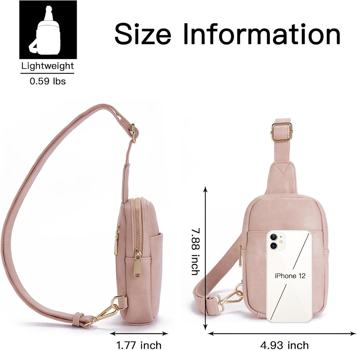 Telena Small Sling Bag for Women Leather Crossbody Fanny Packs Chest Bag for Women