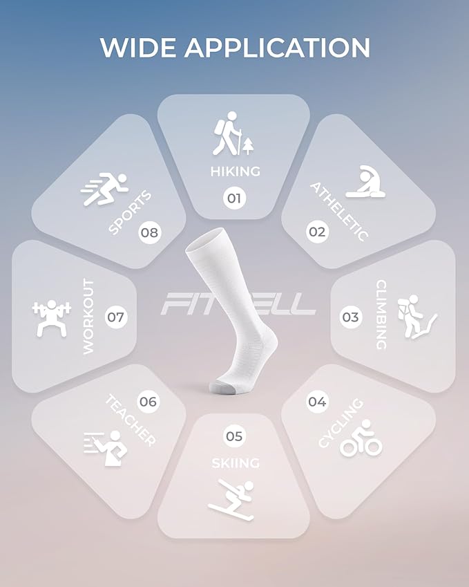 FITRELL 4 Pairs Compression Socks for Women & Men, 15-20mmHg Circulation Support for Athletic Travel Daily Wear