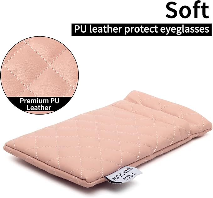 Face Shadow Double Glasses Case Soft Eyeglass Case For Women Men Squeeze Top Sunglasses Case With Cleaning Cloth