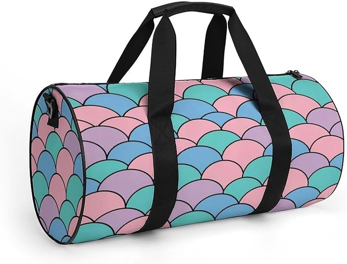 Beach Swim Bags Mermaid Scale (9) Men Women Duffle Bag Foldable Gym Bag Lightweight Travel Sports Bags for Men and Women