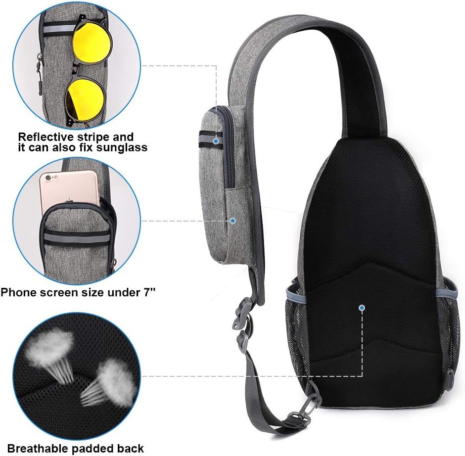 WATERFLY Crossbody Sling Backpack Sling Bag Travel Hiking Chest Bag Daypack