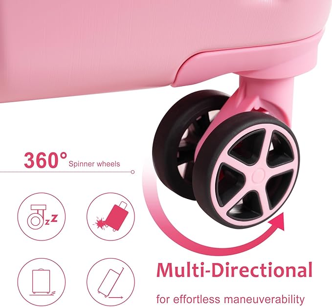 28 Inch Large Checked Luggage Hardside Suitcase with Spinner Wheels, Pink Lightweight Expandable Hard Shell ABS Suitcases with TSA Lock, Large Travel Luggage for Women, Men