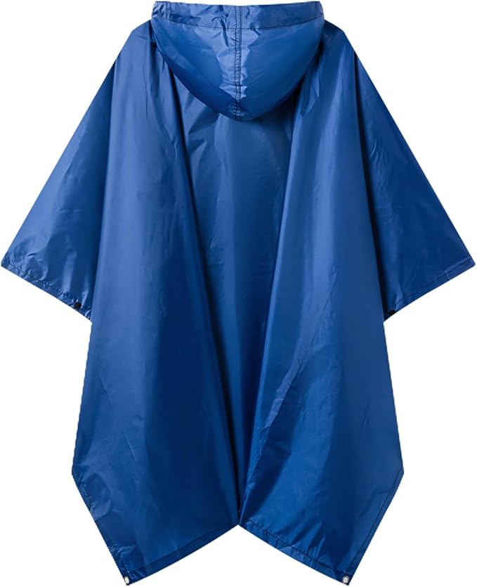 Hooded Rain Poncho for Adults - Waterproof Rain Coat and Lightweight Jacket 3-in-1 Multi-Function with Pockets