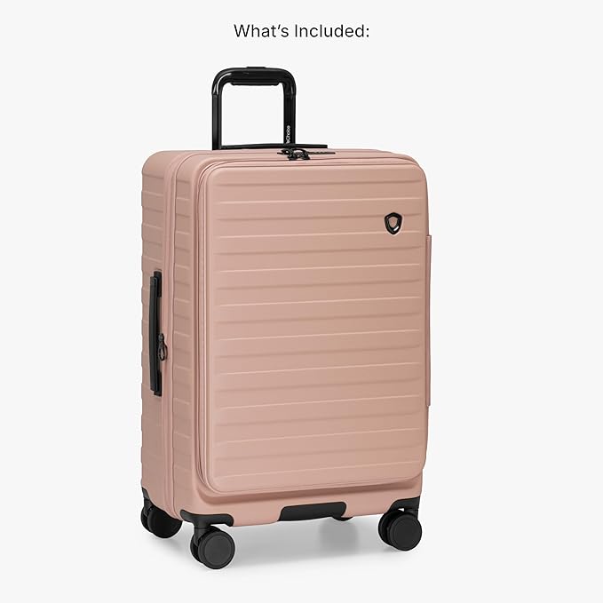 Traveler's Choice Novia Top Opening Expandable Polycarbonate Luggage with Spinner Wheels, Pink, 25-Inch Medium
