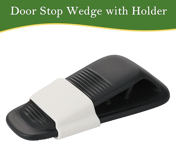 Fursafe&Q Rubber Door Stoppers for Bottom of Door, Door Stop Wedge with Holder, Heavy Duty Doorstops 2 Pack, Wall Protector for Home & Office & School & Commercial Doorstop Keep Open Stack Black