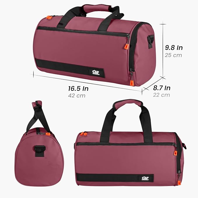 C&F BOGMOST Small Gym Bag for Women & Men,Small Lightweight Duffel Bag Carry On Bags Mini Duffel Travel Bag Waterproof Sports Bags for Workout/Sport/Travel, Purplish Red,with Shoes Compartment