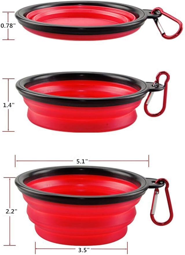 6-Pack Collapsible Silicone Travel Dog Bowls with Carabiner Clip - Portable Foldable Pet Food Water Bowls BPA Free for Hiking Camping Dogs Cats Assorted Colors