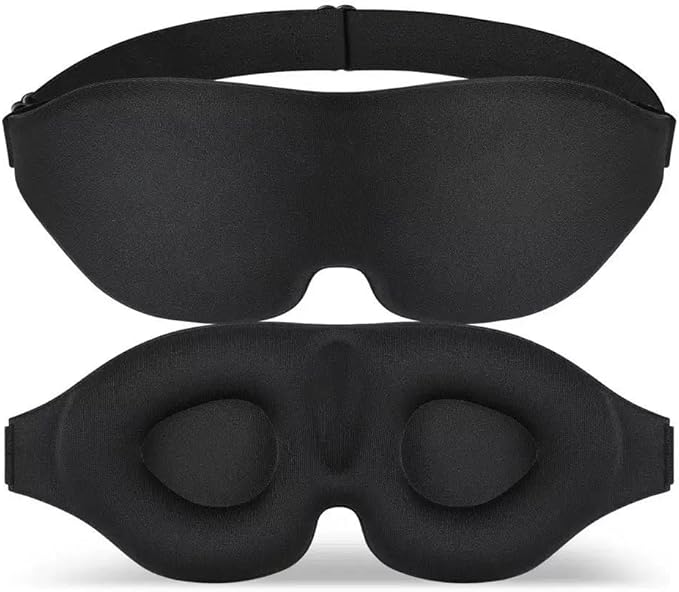 Sleep Mask for Side Sleeper, Light Blocking Sleeping Eye Mask, 3D Soft Eye Cover Eyeshade for Women Men, Zero Pressure Night Blindfold with Adjustable Strap for Travel, Nap, Black