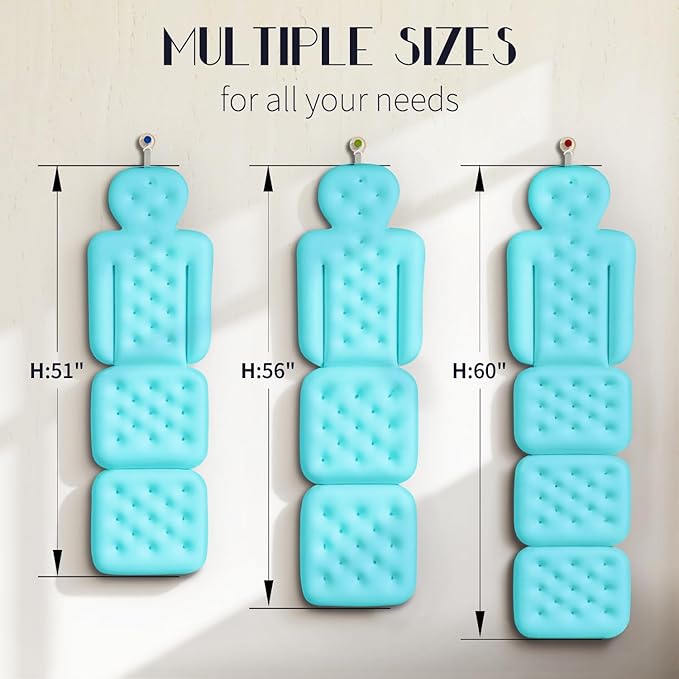 Full Body Bath Pillow for Bathtub, Thick Bathtub Cushion, Luxury Tub Pillow for Bath for Headrest Neck and Back Support Ocean Blue 60" x 16"