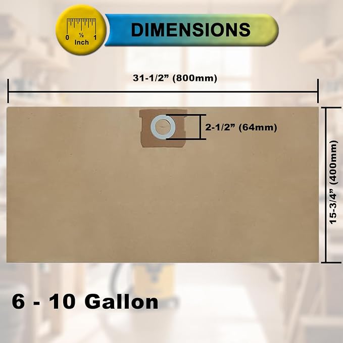 SpaceTent 6 Pack DXVA19-4101 Disposable Filter Bags for DEWALT 6, 8, 9 and 10 Gallon Wet Dry Vacs, 6-10 Gallon Shop Vac Bags, DXV10SA Vacuum Bags