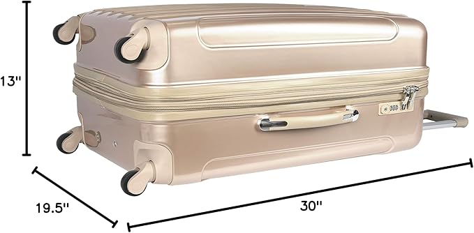 kensie Women's TSA-Lock Hardside Spinner Luggage, Pale Gold, 3-Piece Set (28, 24, 20)