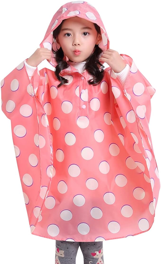 Spmor Kids Rain Poncho Hooded Jacket Rain Coat