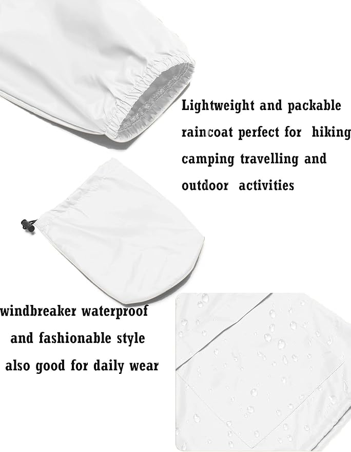 Avoogue Plus Size Raincoat Women Waterproof Rain Jacket Packable Outdoor Hooded Windbreaker