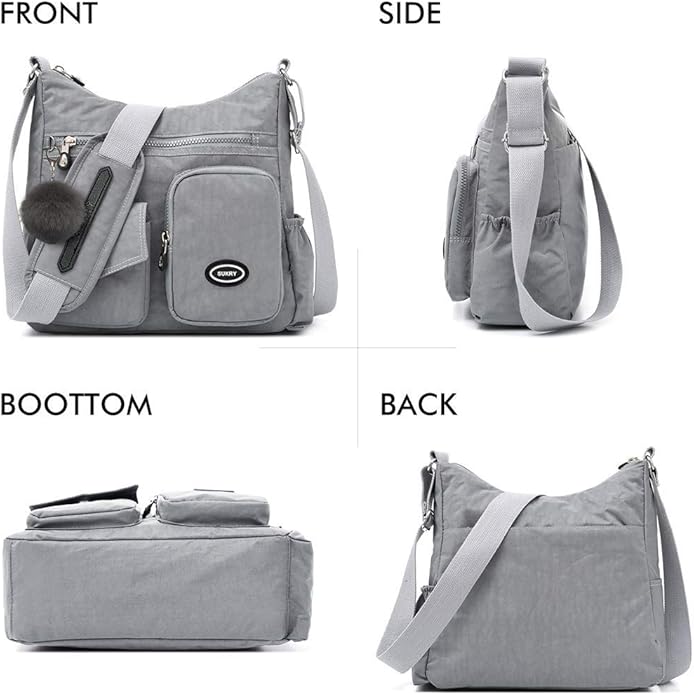 SUKRY Nylon Crossbody Bag for Women with Anti theft RFID Pocket, Waterproof Shoulder Bag Travel Purses and Handbag