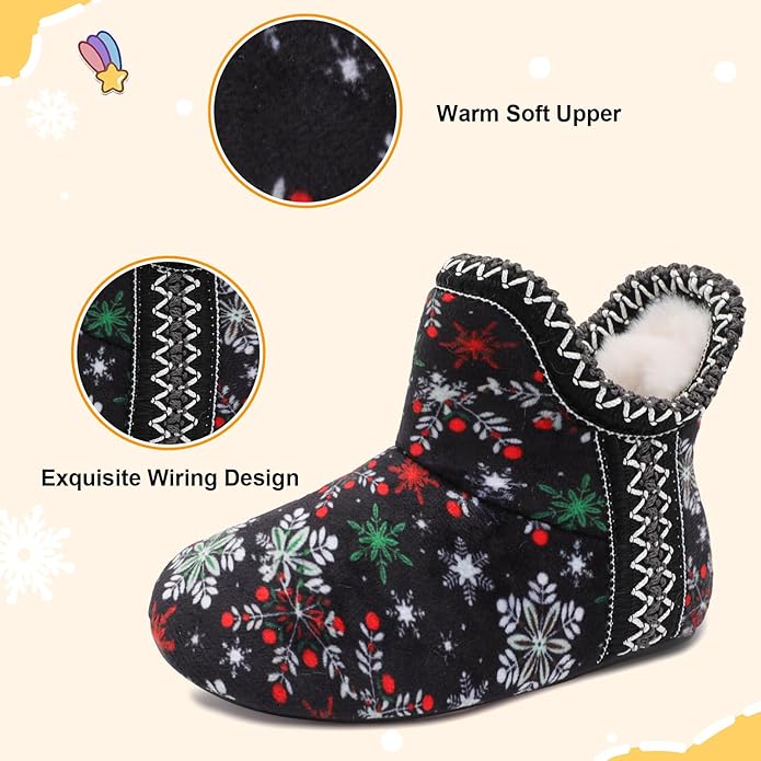 LeIsfIt Toddler Slippers Boys Girls Cozy Warm House Shoes Kids Non-slip Winter Slipper Booties Slip on Plush Lining Sock Slippers