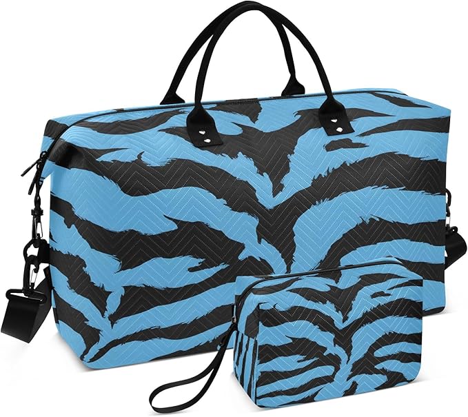 Travel Duffle Bag, Tiger Stripe Pattern Gym Bag with Storage Bag Weekender Overnight Bag for Men Women Trip Sports Yoga