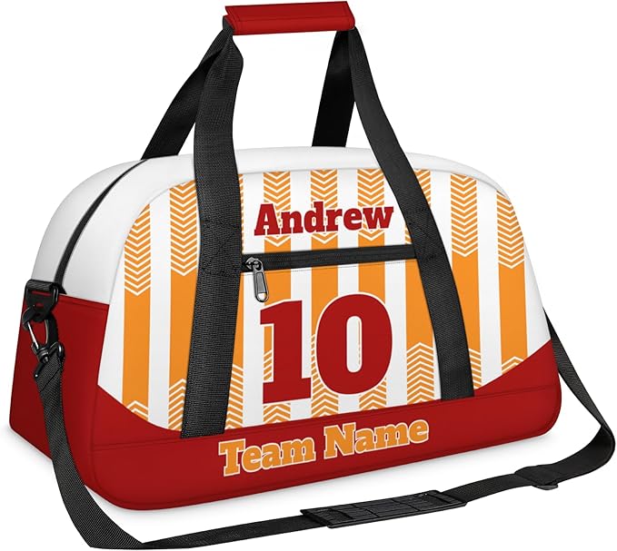 Basketball Soccer Gifts for Boys Girls - Custom Sports Duffle Bag, Personalized Name & Team Bag, Water-Resistant Gym Bag for Basketball, Soccer, Volleyball | Y-Orange Red