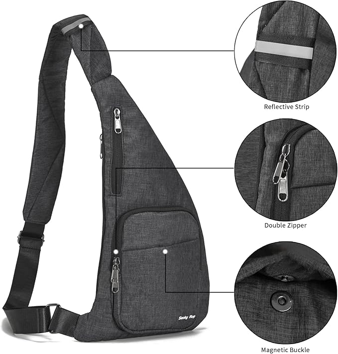 Seoky Rop Waterproof Sling Bag Crossbody Bag for Men Women Slim Hidden Anti-Thief Travel Personal Pocket Dark Grey