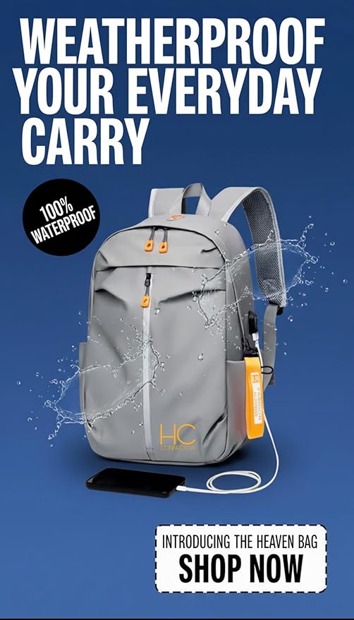 HC Premium Anti-Theft Backpack in Grey