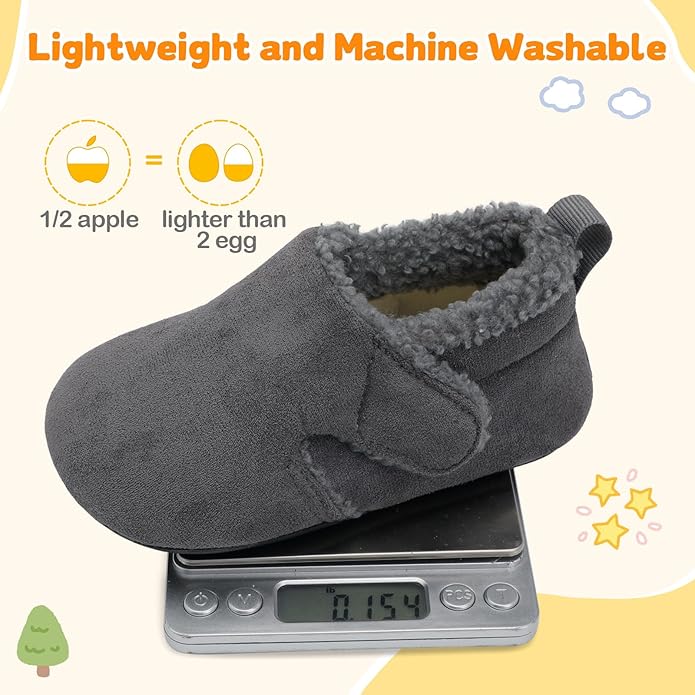 JOINFREE Toddler Slippers Boys Girls Adjustable House Shoes Barefoot Sock Shoes with Rubber Sole Baby Comfort Warm Indoor Outdoor Walking Shoe