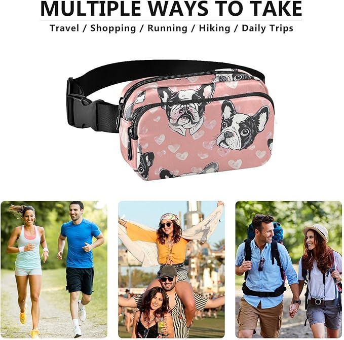 Kawaii French Bulldog Fanny Pack for Women Men Water Resistant Fashion Waist Packs with Adjustable Strap Belt Bag for Travel Workout Jogging Hiking 21219030