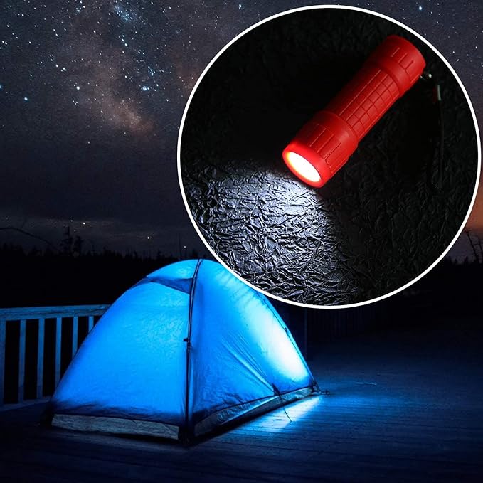 6-Pack Small Mini Flashlight Set, 9-LED Handheld Flashlight with Lanyard,18-Pack AAA Battery Included for Kids/Night Reading/Party/Camping/Emergency/Hunting (6 Pack)