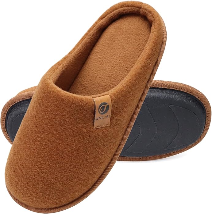 ONCAI Men's House Slippers Memory Foam Slip-On Warm Cozy Scuff Home Bedroom Shoes with Indoor/Outdoor Rubber Soles US Size 7-15