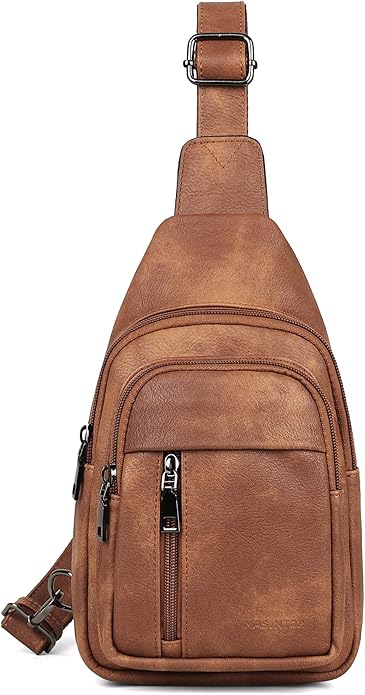 MASINTOR Sling Bag for Women - Crossbody Bags Fanny Pack with Vegan Leather - Adjustable Sling Backack for Travel
