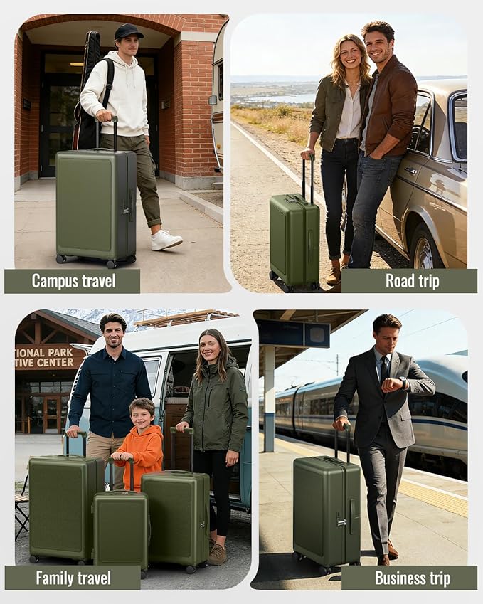 Joyway Luggage Sets 3 Piece with Spinner Wheels, Carry On Luggage 20In with ABS+PC Hardshell, Lightweight Suitcase Set with TSA Lock and Pressure-resistant Frame, 20/24/28 Inch, Green