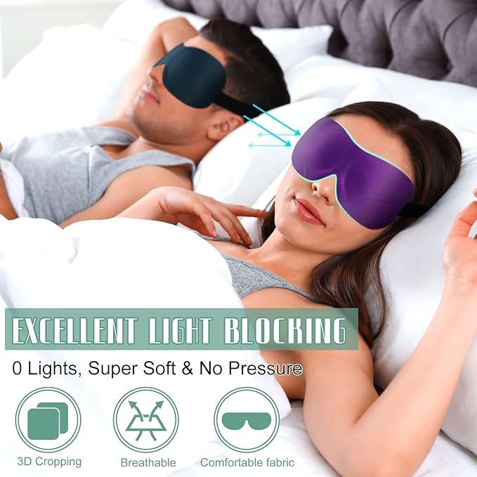 Bencailor 8 Pcs Sleep Eye Mask for Men Women Side Sleeper Eyes Blackout 3D Eye Cover for Sleep with Adjustable Strap Colorful Night Blindfold Eyes Shade for Travel Gifts(Large,Fresh Colors)