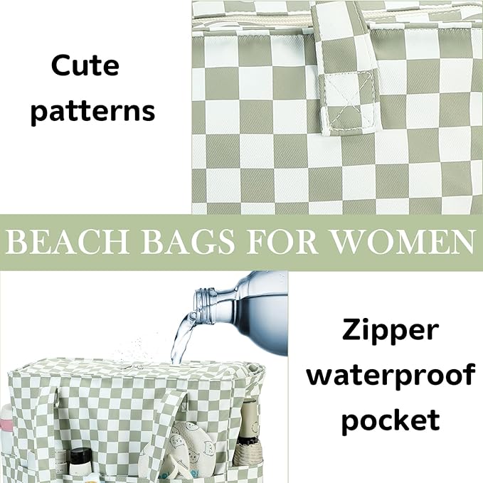 LEDAOU Beach Bag Waterproof Sandproof Women Beach Tote Pool Bag with Zipper for Swim Gym Grocery Travel with Wet Pocket | Sandproof, with Zipper, for Gym, Grocery, Travel, with Wet Pocket