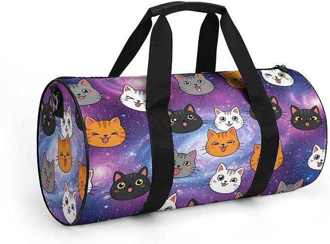 Foldable Gym Travel Bag Cute Cats Animals Overnight Weekender Travel Bag Dance Sports Gymnastics Bags Unisex Overnight Bags