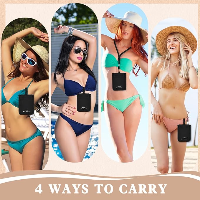 YOYI YOYI Bra Wallet with Hidden Money Pouch & Secret Stash Pocket, Includes Neck Strap, RFID Fabric for Secure Storage of Cash, Cards, & Valuables - Ideal for Travel & Daily Use