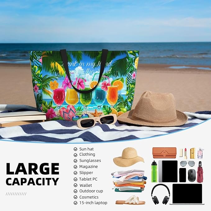 Large Beach Tote Bag Beach Bag Waterproof Sandproof Lightweight Women Tote