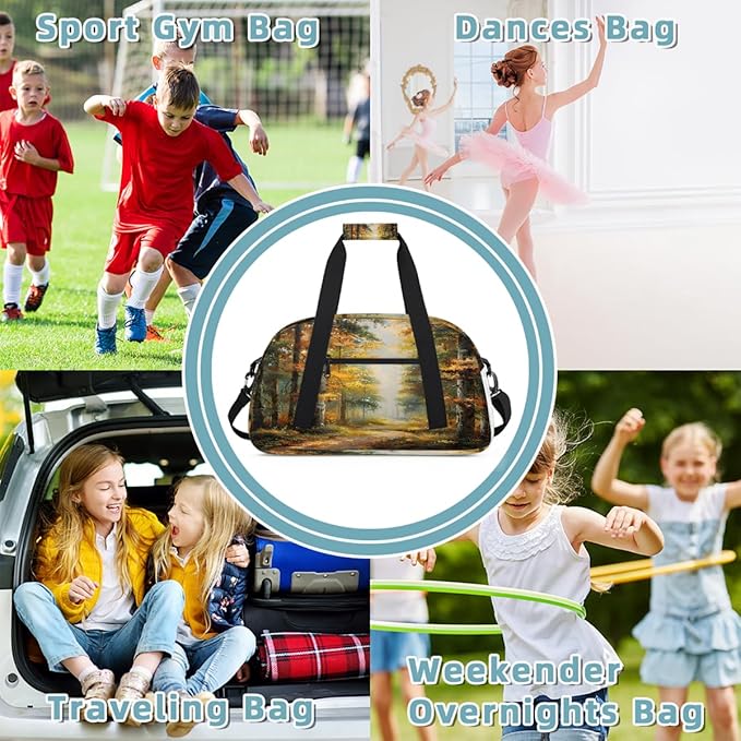 Travel Duffle Bag for travel duffle bag sports Girls Boys Kids Autumn Fall Tree Lightweight Overnight Sleepover Weekender Bags Small Dance Gym Sport Bag Teens Carry-On Size Workout Bag
