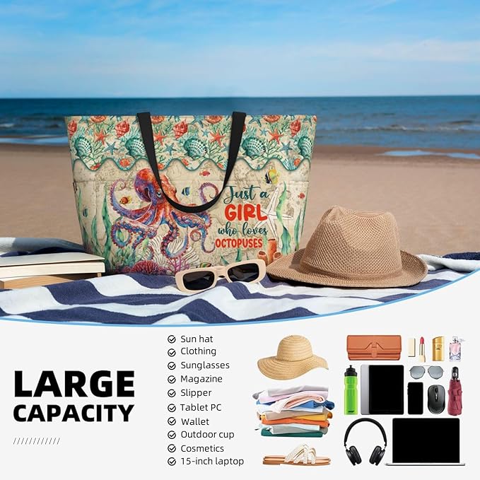 Large Beach Tote Bag Beach Bag Waterproof Sandproof Lightweight Women Tote