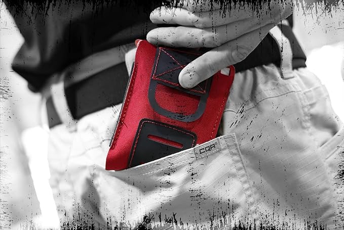 Lightning X LXPBW Wallet Trauma Pouch – Slim EDC Pocket Pouch for Bleeding Control IFAK - RED (Empty, Pouch Only)