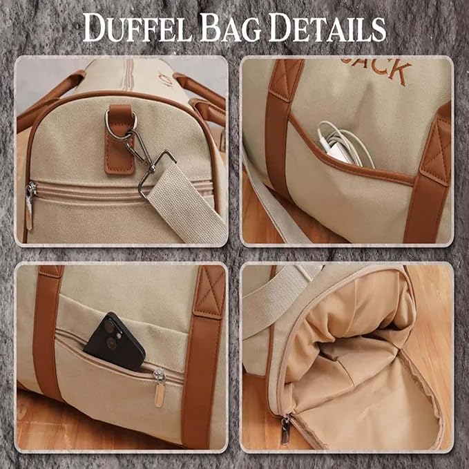 Personalized Name Duffel Bags, Custom Embroidered Travel Bag for Men and Women Waterproof Gym Tote Custom Canvas Sports Bag Ideal Wedding, Father's Day, Groomsmen Gifts (Style 1)