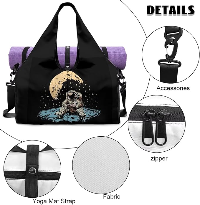 Gym Bag Men with Yoga Mat Holder Shoe Compartments, Mens Duffle Bag Double Zipper Lightweight Breathable Carry On Duffel Bag for Travel Work Gym
