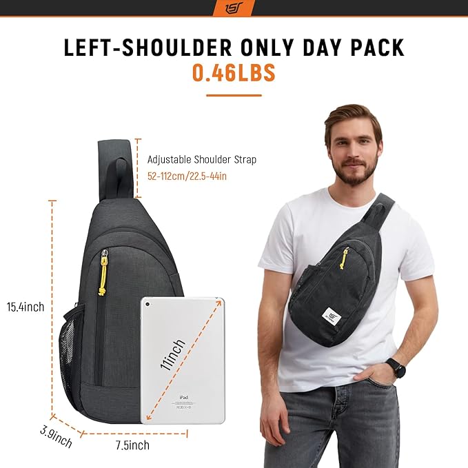 SKYSPER Sling Bag RFID Crossbody Sling Backpack Cross Body Shoulder Travel Bag Hiking Daypack for Women Men(Black)