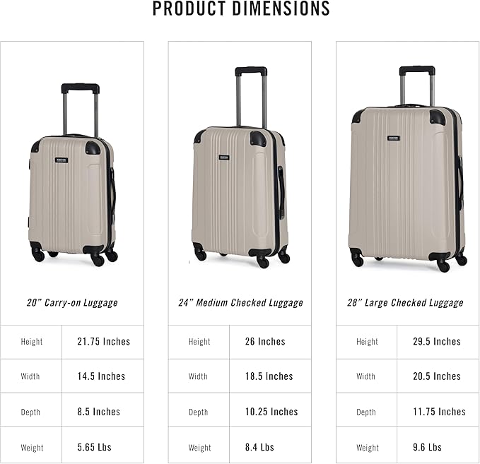 Kenneth Cole REACTION Out of Bounds Lightweight Hardshell 4-Wheel Spinner Luggage, Mushroom, 28-Inch Checked