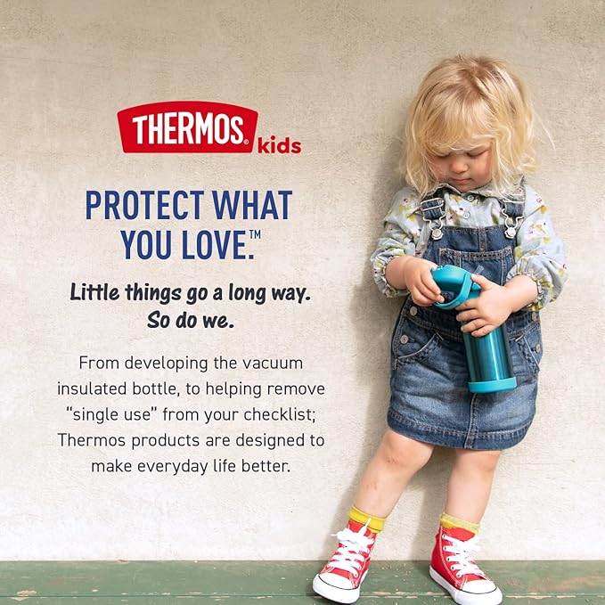 THERMOS FUNTAINER 10 Ounce Stainless Steel Vacuum Insulated Kids Food Jar with Folding Spoon, Navy