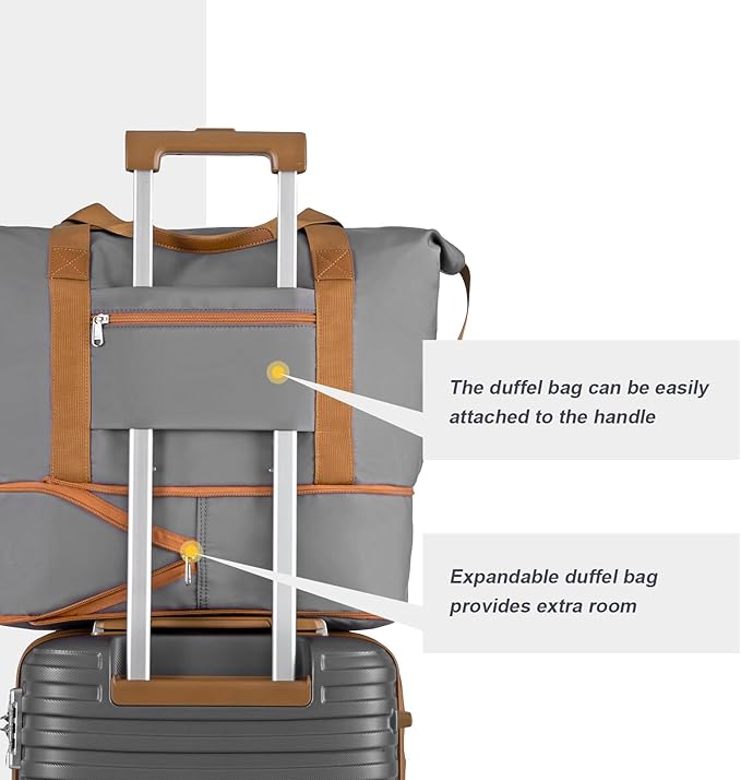 Joyway 24 Inch Checked Luggage, Expandable Suitcase with Spinner Wheel, 3 Piece Hard Shell Luggage Set with TSA Lock(Grey)