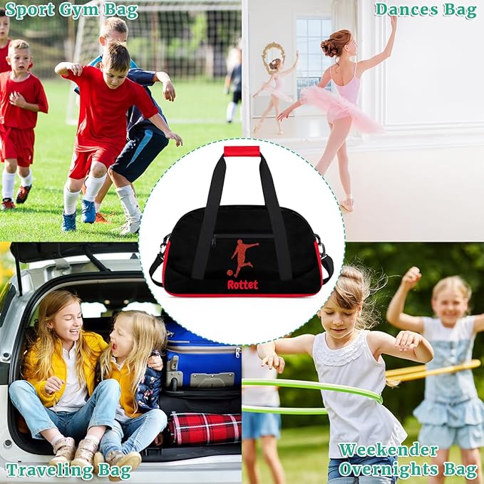 Personalized Name Sports Bag for Kids Boys, Custom Gym Duffel Fitness Travel Weekender Tote Carry-On Training Perform Bag,Sports Soccer