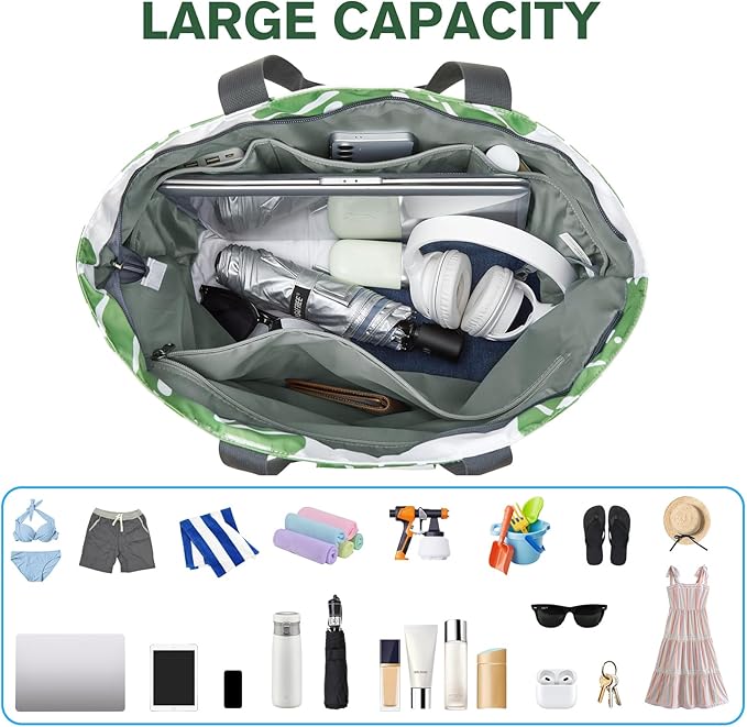 G4Free Beach Bag, Waterproof Sandproof Beach Tote Bag, Large Capacity Foldable for Women